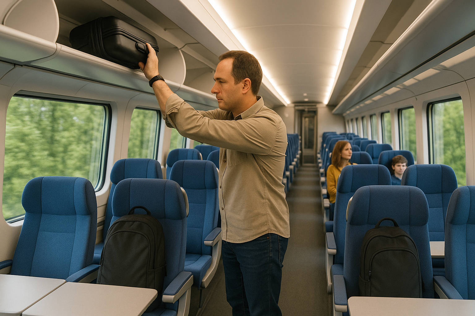 Passageiros no comboio